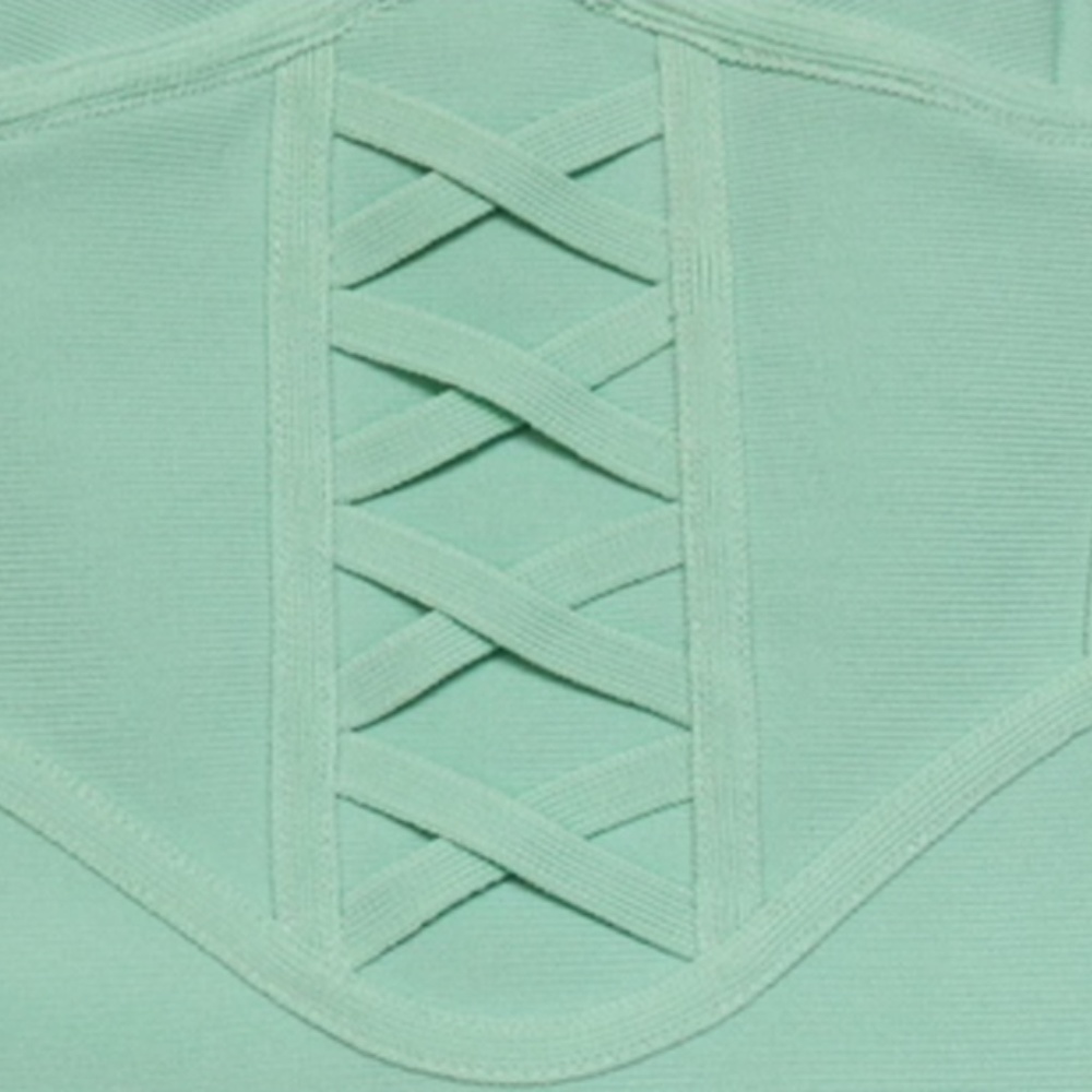 MINT GREEN CORSET BANDAGE DRESS WAIST CINCHING - Picture 9 of 16
